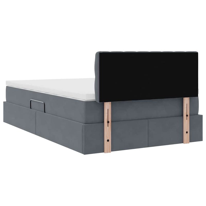 Casa si Gradina - Mobilier - Paturi si accesorii - Paturi - Pat cu saltea si LED cu saltea Gri inchis 120 x 190 cm Catifea - Infinity.ro