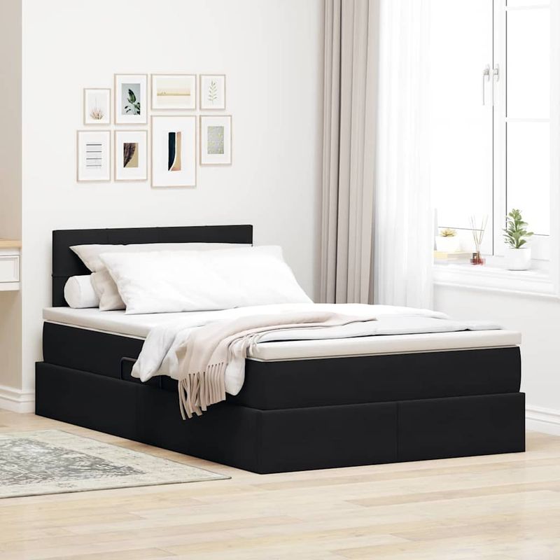 Casa si Gradina - Mobilier - Paturi si accesorii - Paturi - Pat cu saltea si LED cu saltea Negru 120 x 190 cm Catifea - Infinity.ro