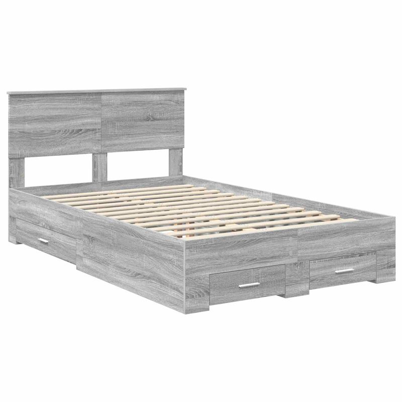 Casa si Gradina - Mobilier - Paturi si accesorii - Paturi - Cadru de pat cu headboard Gri Sonoma 135 x 190 cm Lemn compozit - Infinity.ro