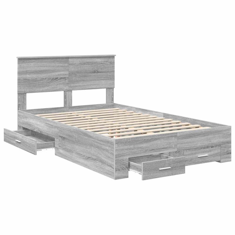 Casa si Gradina - Mobilier - Paturi si accesorii - Paturi - Cadru de pat cu headboard Gri Sonoma 135 x 190 cm Lemn compozit - Infinity.ro