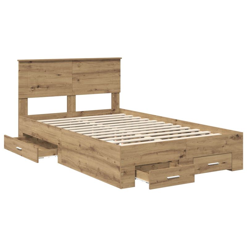 Casa si Gradina - Mobilier - Paturi si accesorii - Paturi - Cadru de pat Stejar Artizanal 120 x 190 cm Lemn compozit - Infinity.ro