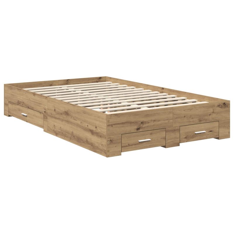 Casa si Gradina - Mobilier - Paturi si accesorii - Paturi - Cadru de pat Stejar Artizanal 120 x 190 cm Lemn compozit - Infinity.ro