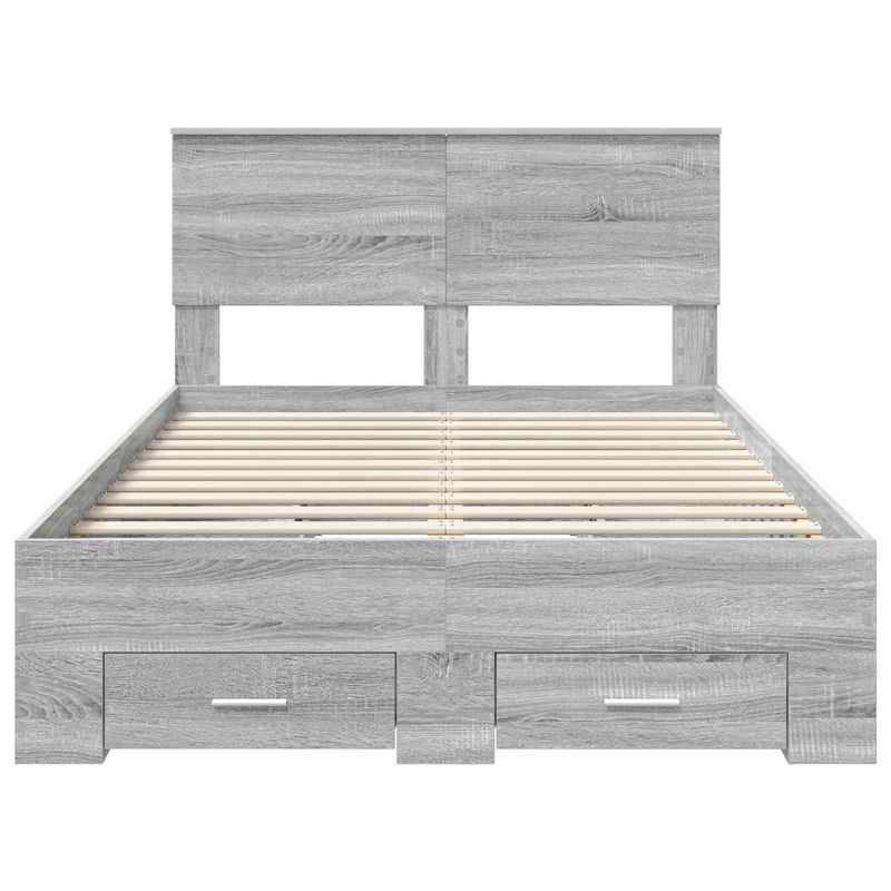 Casa si Gradina - Mobilier - Paturi si accesorii - Paturi - Cadru de pat cu headboard Gri Sonoma 135 x 190 cm Lemn compozit - Infinity.ro