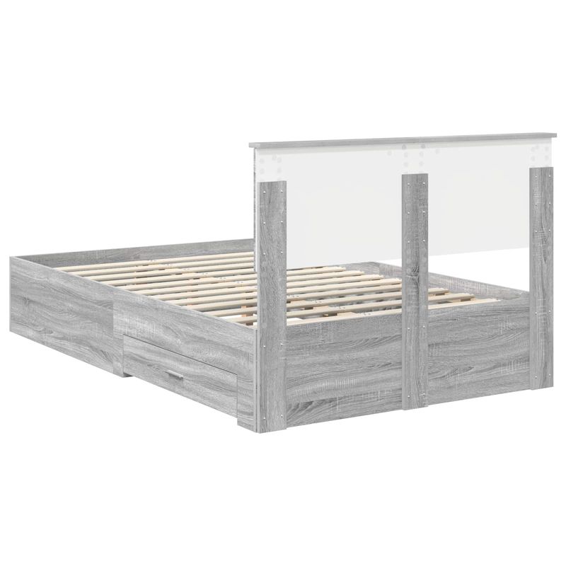 Casa si Gradina - Mobilier - Paturi si accesorii - Paturi - Cadru de pat cu headboard Gri Sonoma 135 x 190 cm Lemn compozit - Infinity.ro