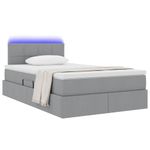Casa si Gradina - Mobilier - Paturi si accesorii - Paturi - Pat cu saltea si LED Gri deschis 120 x 190 cm Poliester - Infinity.ro