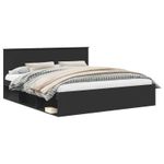 Casa si Gradina - Mobilier - Paturi si accesorii - Paturi - Cadru de pat cu headboard Negru 180 x 200 cm Lemn compozit - Infinity.ro