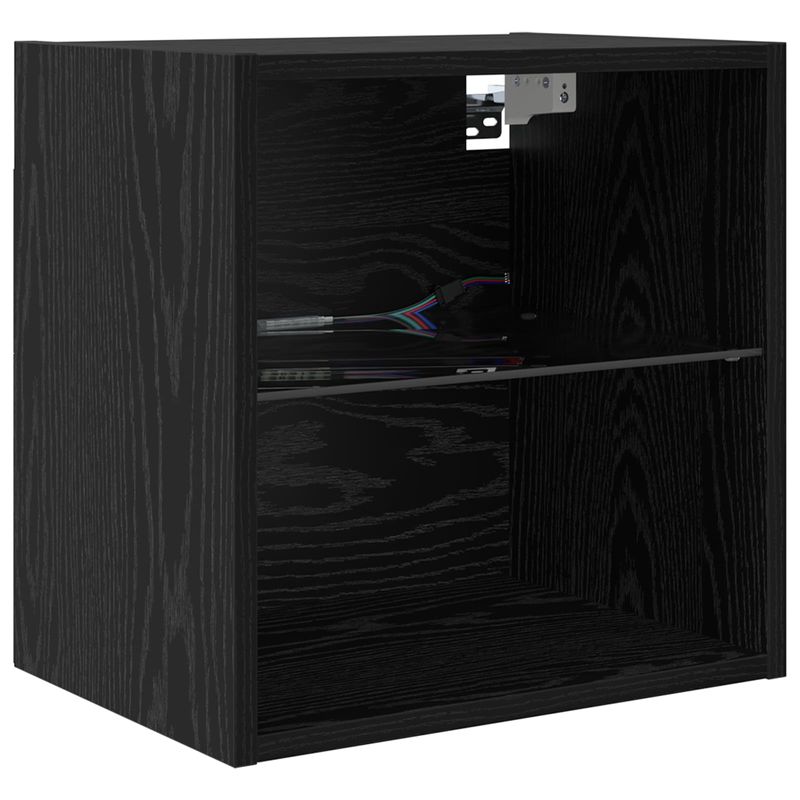 Casa si Gradina - Mobilier - Comode si corpuri - Comode - Cabinet TV cu lumini cu banda LED 8 pcs Stejar Negru Sticla - Infinity.ro