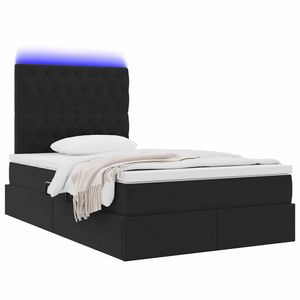 Pat cu saltea si LED cu saltea Negru 120 x 190 cm Catifea