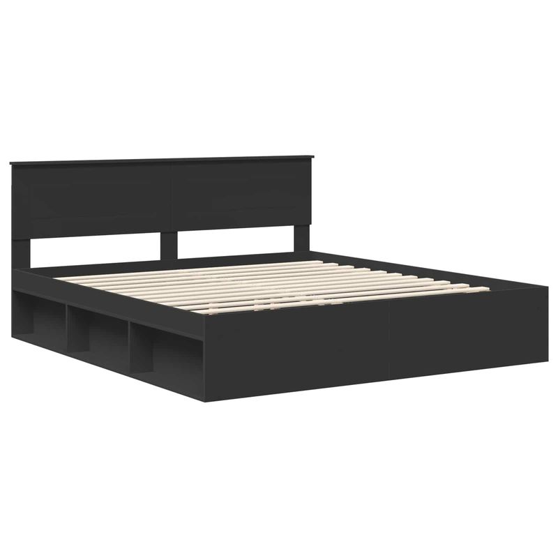 Casa si Gradina - Mobilier - Paturi si accesorii - Paturi - Cadru de pat cu headboard Negru 180 x 200 cm Lemn compozit - Infinity.ro