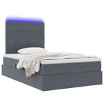 Casa si Gradina - Mobilier - Paturi si accesorii - Paturi - Pat cu saltea si LED cu saltea Gri inchis 120 x 190 cm Catifea - Infinity.ro