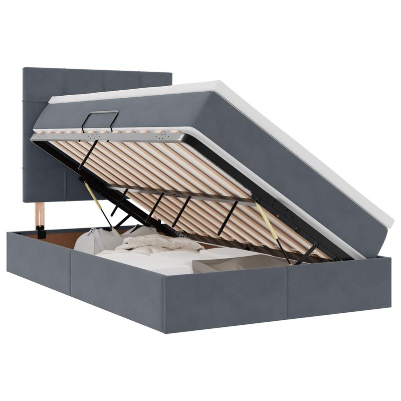 Casa si Gradina - Mobilier - Paturi si accesorii - Paturi - Pat cu saltea si LED cu saltea Gri inchis 120 x 190 cm Catifea - Infinity.ro
