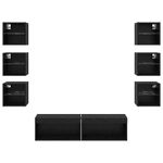 Casa si Gradina - Mobilier - Comode si corpuri - Comode - Cabinet TV cu lumini cu banda LED 8 pcs Stejar Negru Sticla - Infinity.ro