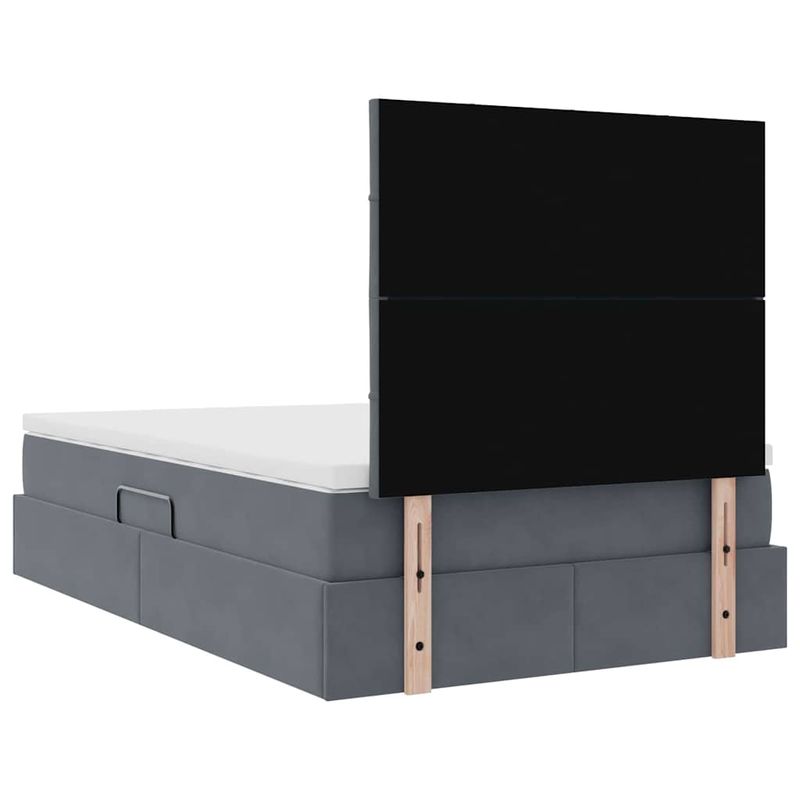 Casa si Gradina - Mobilier - Paturi si accesorii - Paturi - Pat cu saltea si LED cu saltea Gri inchis 120 x 190 cm Catifea - Infinity.ro