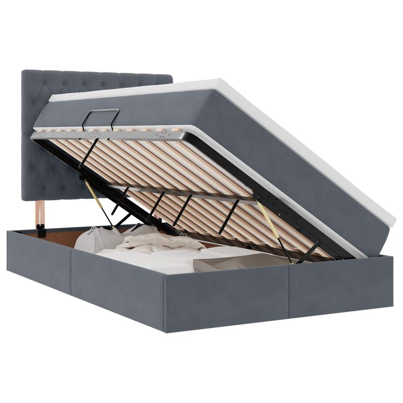 Casa si Gradina - Mobilier - Paturi si accesorii - Paturi - Pat cu saltea si LED cu saltea Gri inchis 120 x 190 cm Catifea - Infinity.ro
