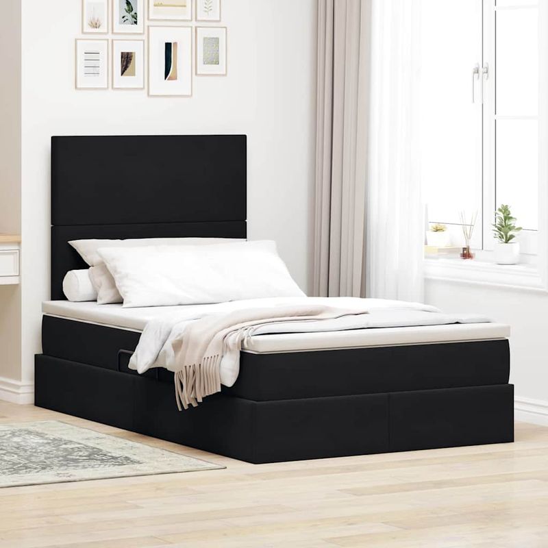 Casa si Gradina - Mobilier - Paturi si accesorii - Paturi - Pat cu saltea si LED cu saltea Negru 120 x 190 cm Catifea - Infinity.ro