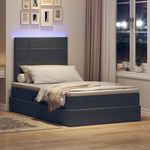 Casa si Gradina - Mobilier - Paturi si accesorii - Paturi - Pat cu saltea si LED cu saltea Gri inchis 120 x 190 cm Catifea - Infinity.ro