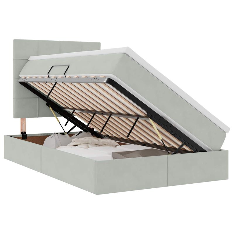 Casa si Gradina - Mobilier - Paturi si accesorii - Paturi - Pat cu lumini cu banda LED cu headboard cu depozitare Catifea - Infinity.ro