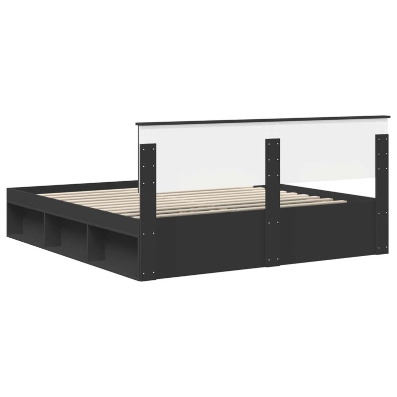 Casa si Gradina - Mobilier - Paturi si accesorii - Paturi - Cadru de pat cu headboard Negru 180 x 200 cm Lemn compozit - Infinity.ro