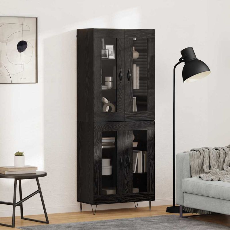 Casa si Gradina - Mobilier - Comode si corpuri - Corpuri bucatarie - Bufet Stejar Negru 69,5 x 34 x 180 cm Lemn compozit - Infinity.ro