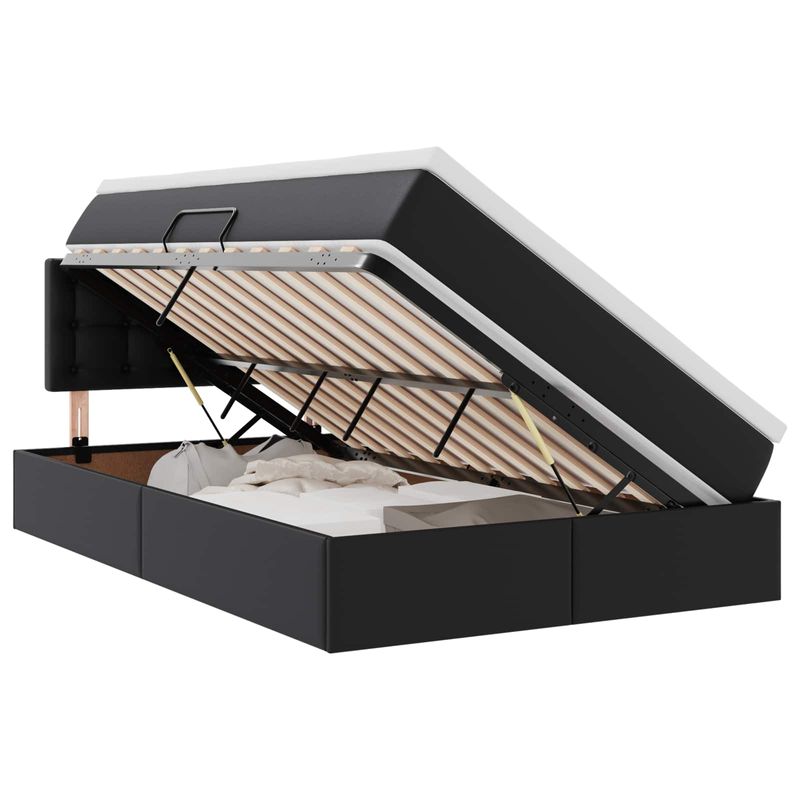 Casa si Gradina - Mobilier - Paturi si accesorii - Paturi - Pat cu saltea si LED Negru 120 x 190 cm Piele artificiala - Infinity.ro