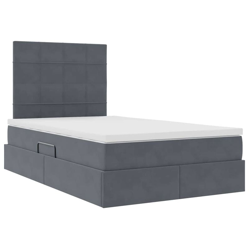 Casa si Gradina - Mobilier - Paturi si accesorii - Paturi - Pat cu saltea si LED cu saltea Gri inchis 120 x 190 cm Catifea - Infinity.ro