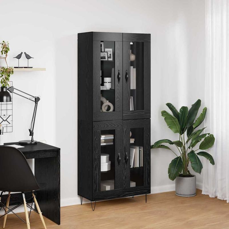 Casa si Gradina - Mobilier - Comode si corpuri - Corpuri bucatarie - Bufet Stejar Negru 69,5 x 34 x 180 cm Lemn compozit - Infinity.ro