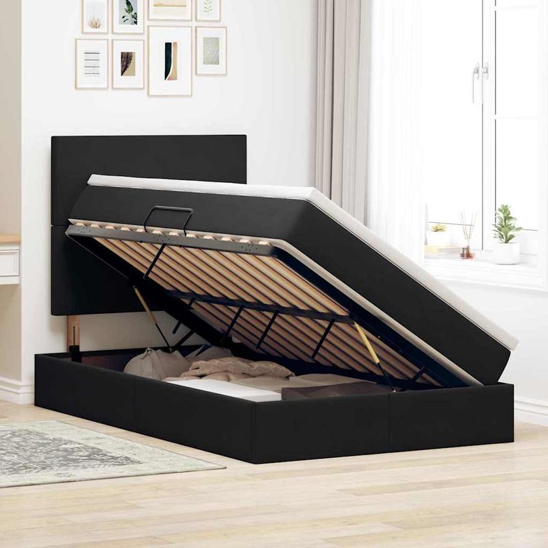 Casa si Gradina - Mobilier - Paturi si accesorii - Paturi - Pat cu saltea si LED cu saltea Negru 120 x 190 cm Catifea - Infinity.ro