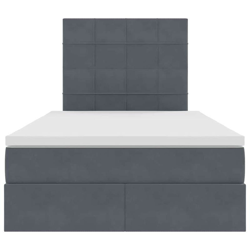 Casa si Gradina - Mobilier - Paturi si accesorii - Paturi - Pat cu saltea si LED cu saltea Gri inchis 120 x 190 cm Catifea - Infinity.ro