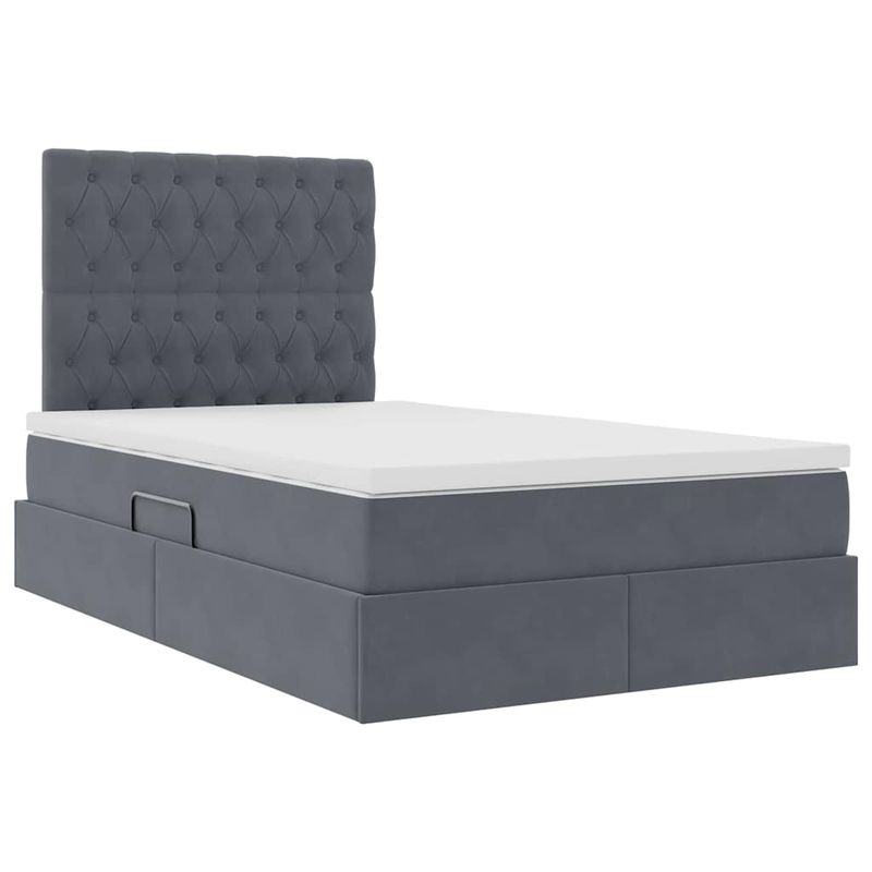 Casa si Gradina - Mobilier - Paturi si accesorii - Paturi - Pat cu saltea si LED cu saltea Gri inchis 120 x 190 cm Catifea - Infinity.ro