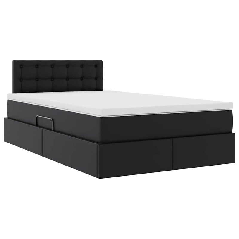 Casa si Gradina - Mobilier - Paturi si accesorii - Paturi - Pat cu saltea si LED Negru 120 x 190 cm Piele artificiala - Infinity.ro
