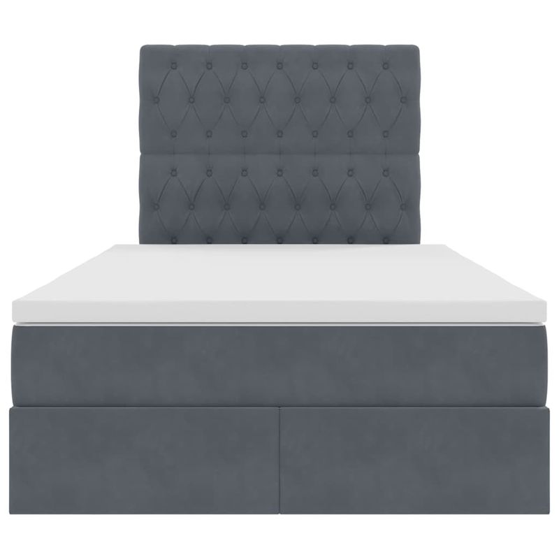 Casa si Gradina - Mobilier - Paturi si accesorii - Paturi - Pat cu saltea si LED cu saltea Gri inchis 120 x 190 cm Catifea - Infinity.ro
