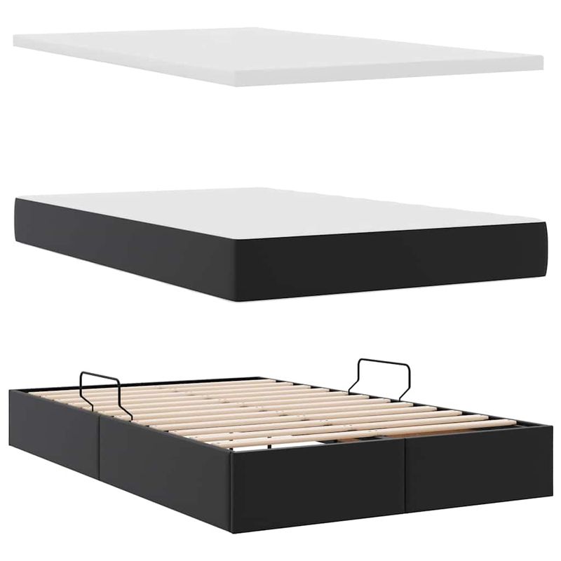 Casa si Gradina - Mobilier - Paturi si accesorii - Paturi - Pat cu saltea si LED Negru 120 x 190 cm Piele artificiala - Infinity.ro