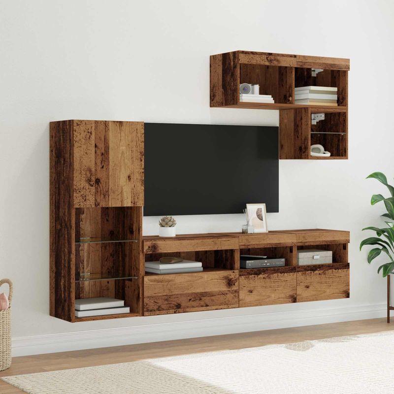 Casa si Gradina - Mobilier - Comode si corpuri - Comode - Unitati pentru Pereti de TV 6 pcs Lemn vechi Lemn compozit - Infinity.ro