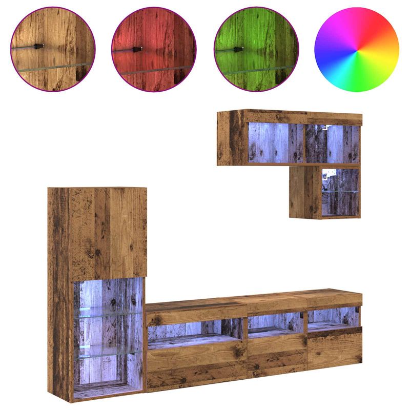 Casa si Gradina - Mobilier - Comode si corpuri - Comode - Unitati pentru Pereti de TV 6 pcs Lemn vechi Lemn compozit - Infinity.ro