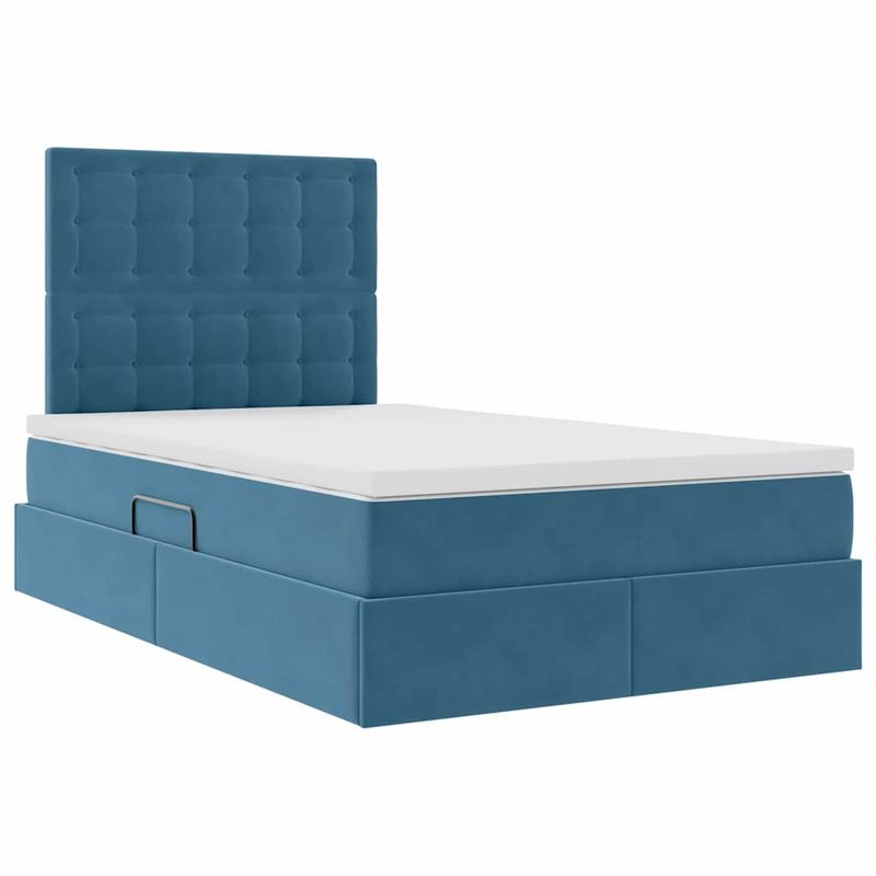 Casa si Gradina - Mobilier - Paturi si accesorii - Paturi - Pat cu saltea si LED cu saltea albastru 120 x 190 cm Catifea - Infinity.ro