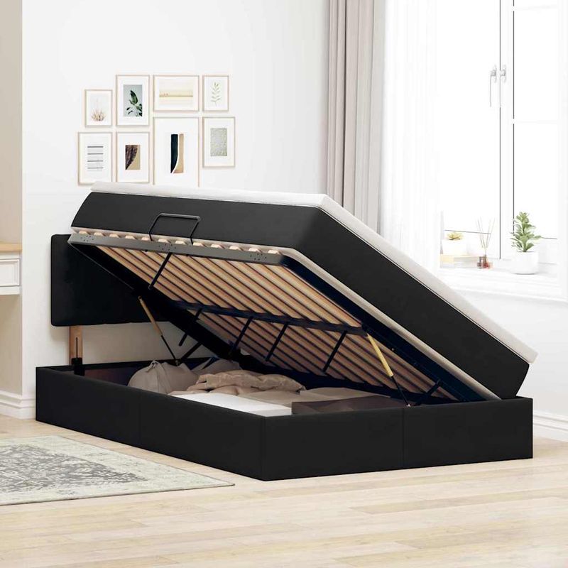 Casa si Gradina - Mobilier - Paturi si accesorii - Paturi - Pat cu saltea si LED cu saltea Negru 120 x 190 cm Catifea - Infinity.ro