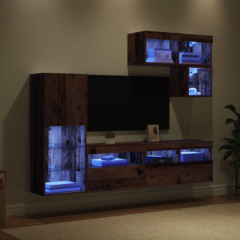 Casa si Gradina - Mobilier - Comode si corpuri - Comode - Unitati pentru Pereti de TV 6 pcs Lemn vechi Lemn compozit - Infinity.ro