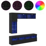 Casa si Gradina - Mobilier - Comode si corpuri - Comode - Cabinet TV Pe perete 7 pcs Stejar Negru Lemn compozit - Infinity.ro