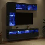 Casa si Gradina - Mobilier - Comode si corpuri - Comode - Cabinet TV Pe perete 7 pcs Stejar Negru Lemn compozit - Infinity.ro