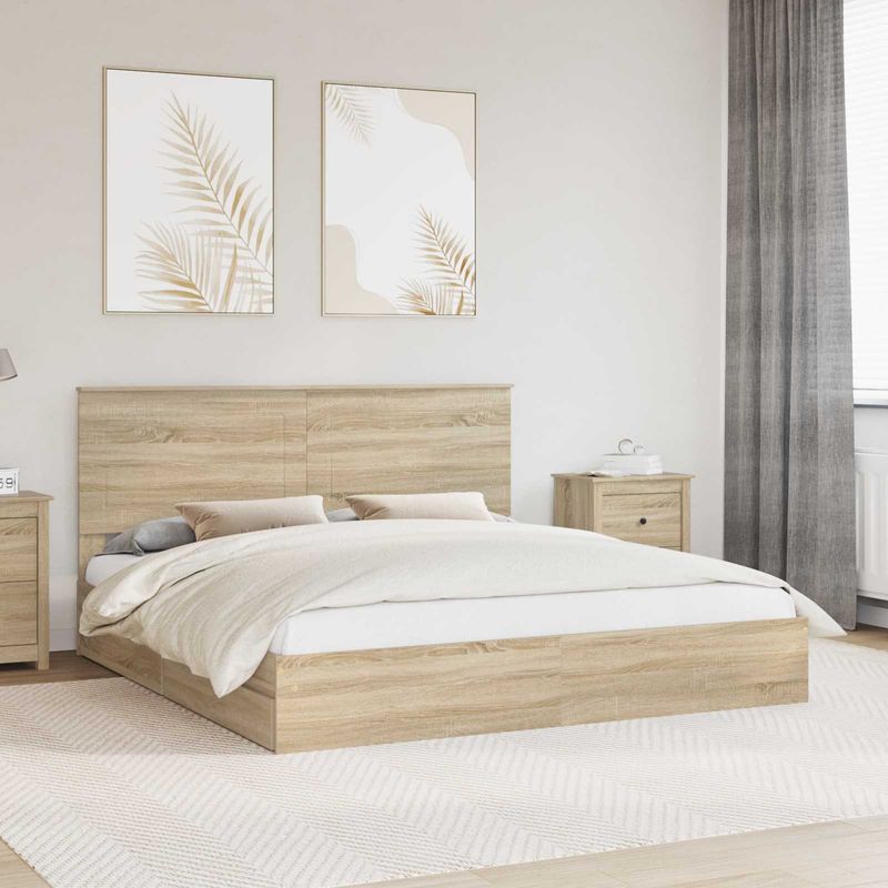 Casa si Gradina - Mobilier - Paturi si accesorii - Paturi - Pat cu storage Stejar Sonoma 180 x 200 cm Lemn compozit - Infinity.ro