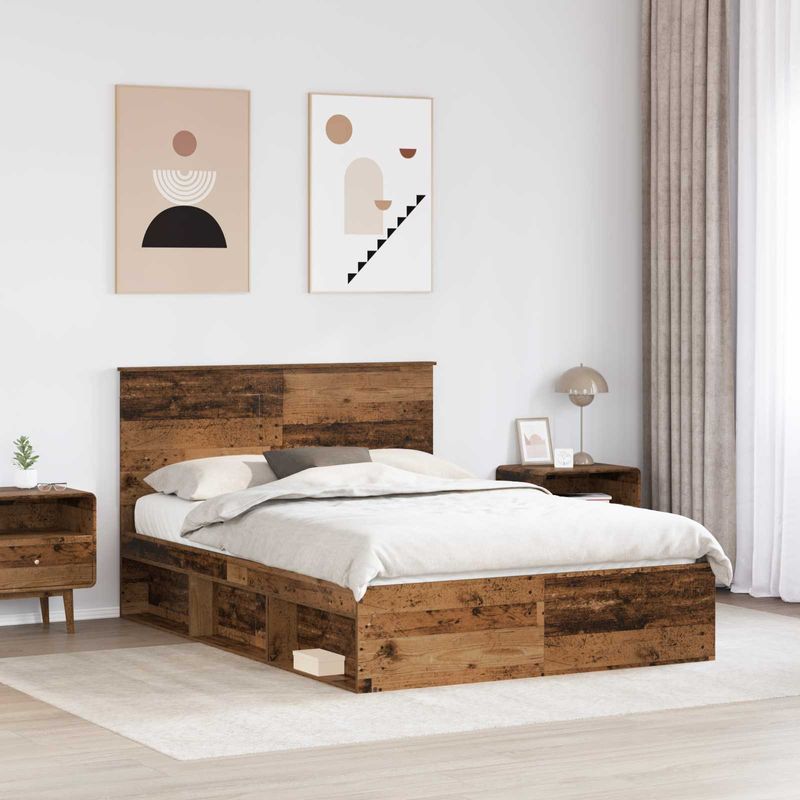 Casa si Gradina - Mobilier - Paturi si accesorii - Paturi - Cadru de pat Lemn vechi 140 x 190 cm Lemn de pin masiv - Infinity.ro