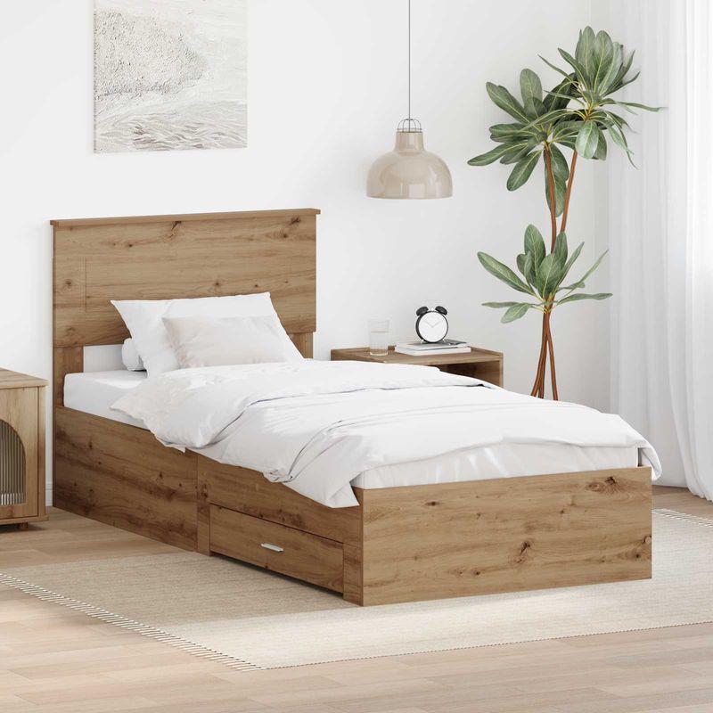 Casa si Gradina - Mobilier - Paturi si accesorii - Paturi - Cadru de pat Stejar Artizanal 100 x 200 cm Lemn compozit - Infinity.ro