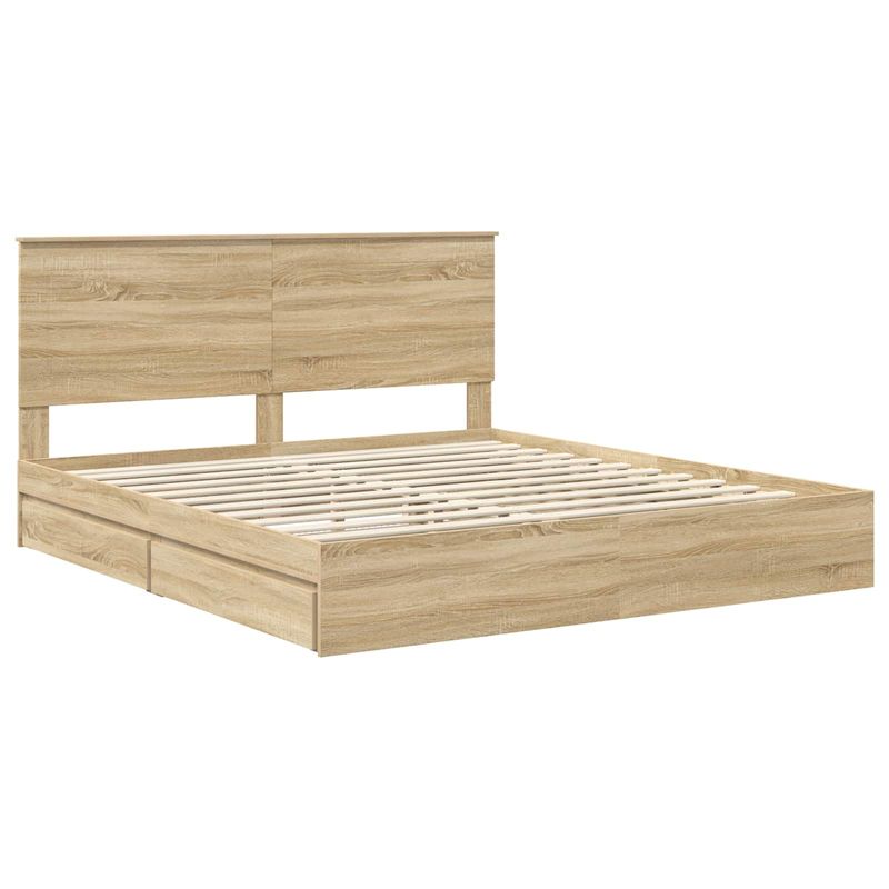 Casa si Gradina - Mobilier - Paturi si accesorii - Paturi - Pat cu storage Stejar Sonoma 180 x 200 cm Lemn compozit - Infinity.ro