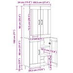 Casa si Gradina - Mobilier - Comode si corpuri - Corpuri bucatarie - Bufet Stejar Artizanal 69,5 x 34 x 180 cm Lemn compozit - Infinity.ro
