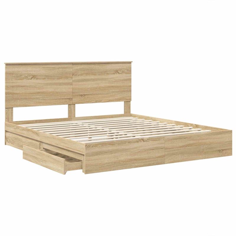 Casa si Gradina - Mobilier - Paturi si accesorii - Paturi - Pat cu storage Stejar Sonoma 180 x 200 cm Lemn compozit - Infinity.ro