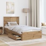 Casa si Gradina - Mobilier - Paturi si accesorii - Paturi - Cadru de pat Stejar Artizanal 100 x 200 cm Lemn compozit - Infinity.ro