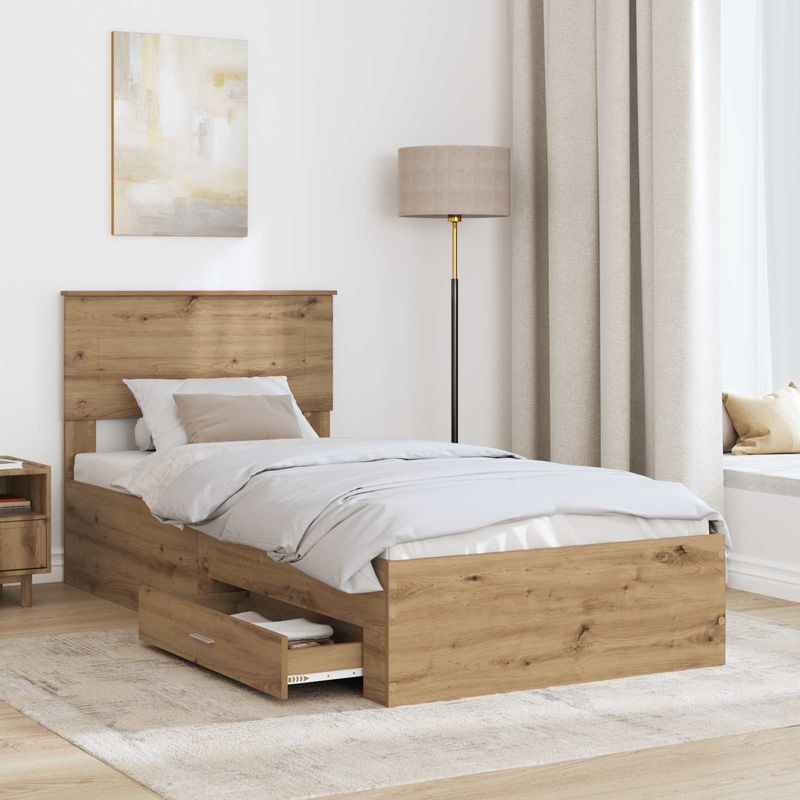 Casa si Gradina - Mobilier - Paturi si accesorii - Paturi - Cadru de pat Stejar Artizanal 100 x 200 cm Lemn compozit - Infinity.ro