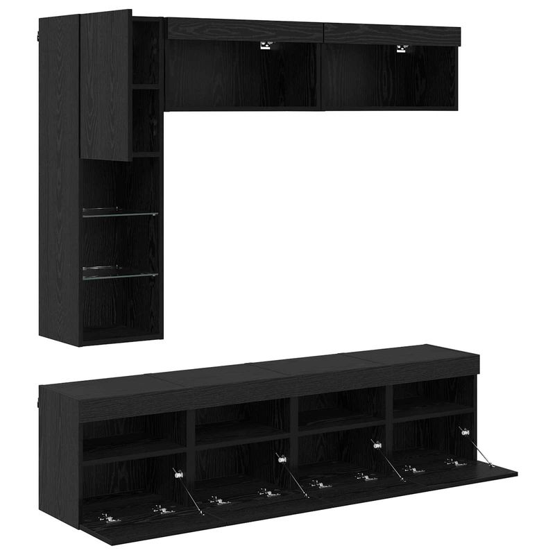Casa si Gradina - Mobilier - Comode si corpuri - Comode - Cabinet TV Pe perete 7 pcs Stejar Negru Lemn compozit - Infinity.ro