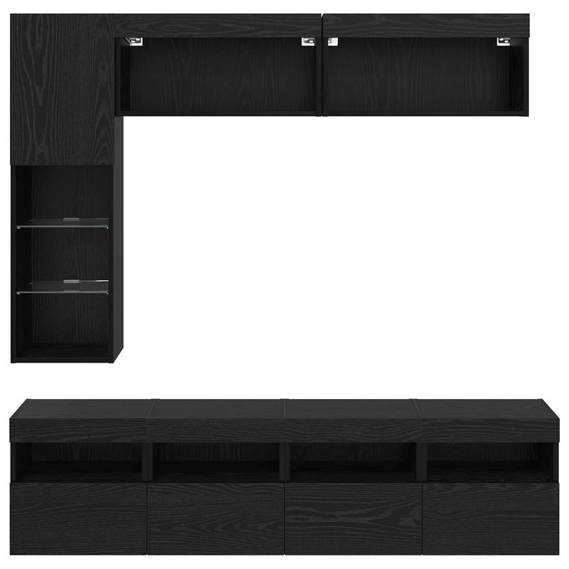 Casa si Gradina - Mobilier - Comode si corpuri - Comode - Cabinet TV Pe perete 7 pcs Stejar Negru Lemn compozit - Infinity.ro
