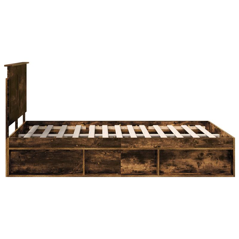 Casa si Gradina - Mobilier - Paturi si accesorii - Paturi - Cadru de pat Stejar fumuriu 140 x 190 cm Lemn de pin masiv - Infinity.ro